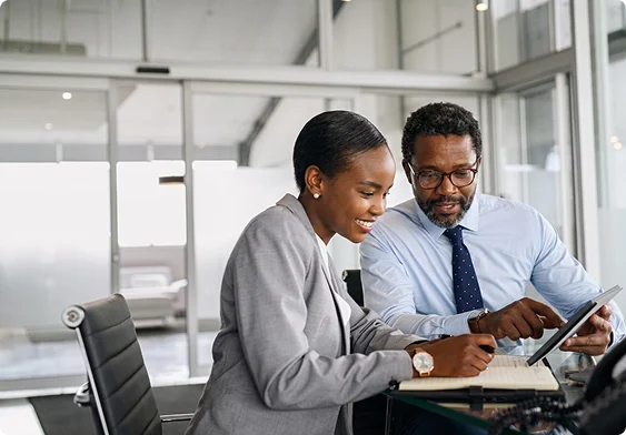 Business professionals collaborating
