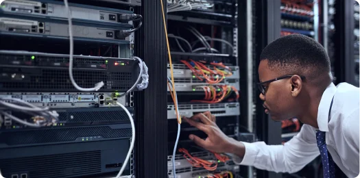 Engineer working on server infrastructure